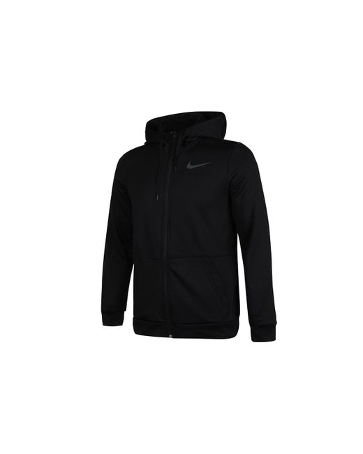 Nike Black Therma Full-Length Zipper Cardigan Training Hooded Jacket for men