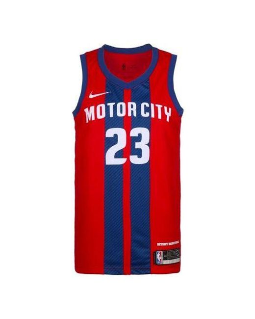 Nike Red Nba City Version 20-21 Season Detroit Pistons 23 Alphabet Printing Basketball Vest for men