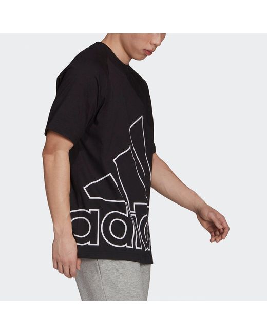 Adidas Black U Big Logo T Printing Round-Neck