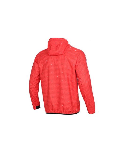 Adidas Red Wb Aop 3S Woven Casual Sports Hooded Jacket for men