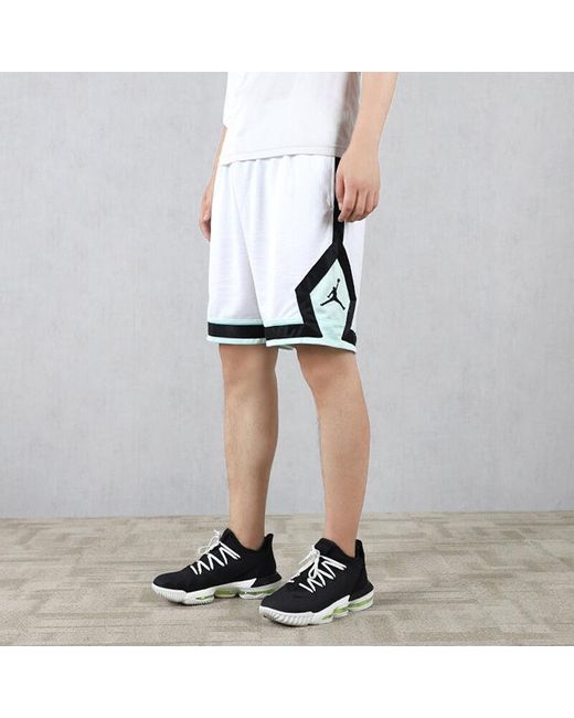 Nike White Jumpman Diamond Basketball Sports Shorts for men