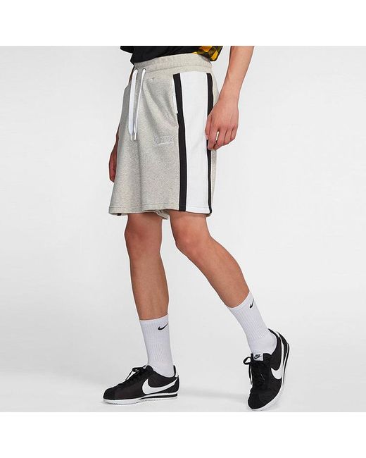 Nike Gray Air French Terry Drawstring Zipper Pocket Casual Sports Shorts for men