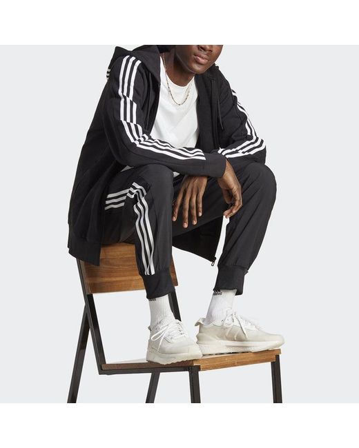 Adidas Black Aeroready Essentials Tapered Cuff Woven 3-Stripes Pants for men