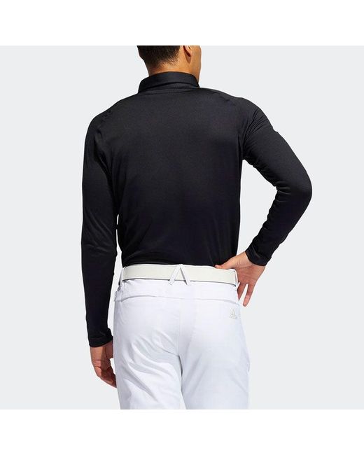 Adidas Blue Brushed Brushed Ls Pl Golf Sports Training Casual Long Sleeves Polo for men