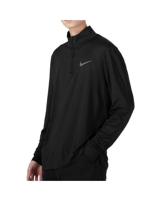 Nike Black Training Sports Half Zipper Long Sleeves T-Shirt for men
