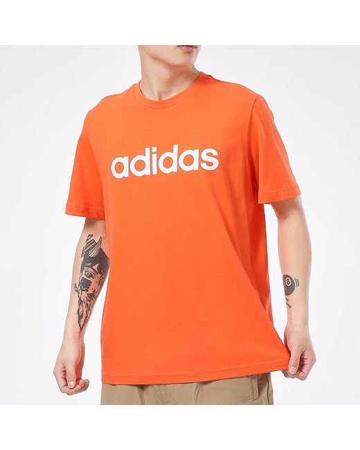 Adidas Orange Neo Athleisure Casual Sports Round Neck Breathable Short Sleeve for men