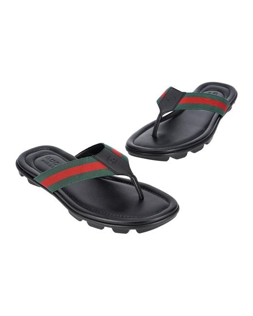 Gucci Blue Leather Web Thong Sandal for men