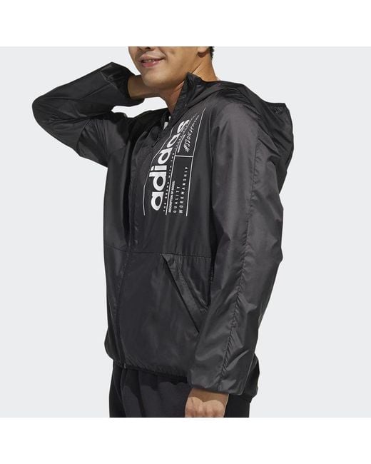 Adidas Blue Neo Alphabet Printing Training Sports Hooded Jacket for men