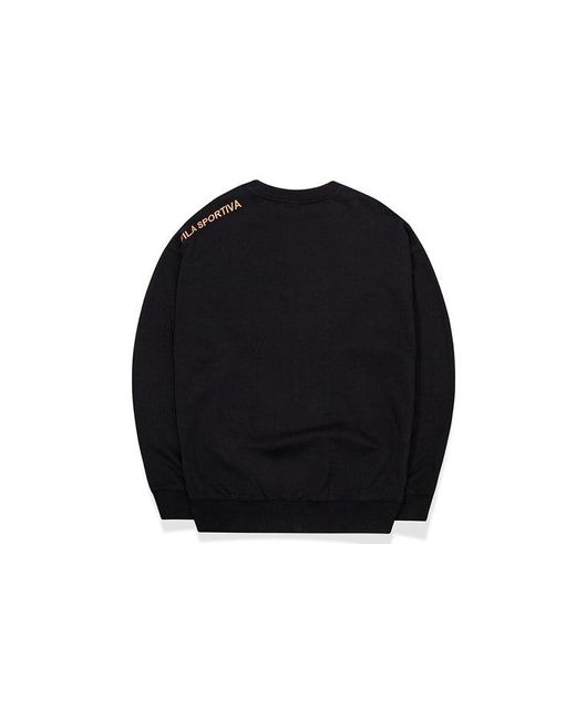 Fila Black Alphabet Logo Printing Sports Round Neck Pullover Couple Style