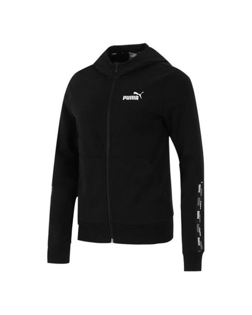 PUMA Black (Wmns) Athleisure Casual Sports Hooded Knit Jacket
