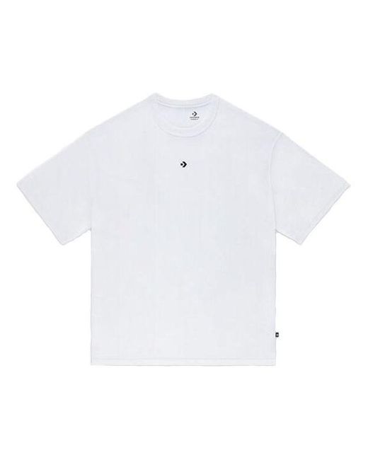 Converse White Solid Color Loose Round Neck Short Sleeve Couple Style for men