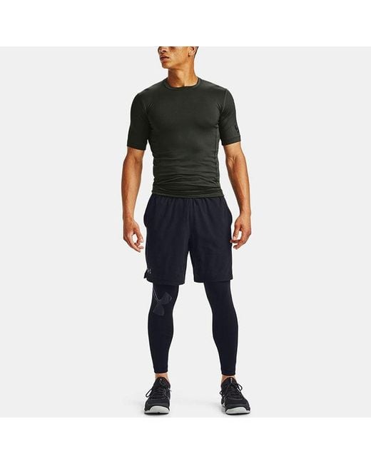 Under Armour Black Casual Breathable Round Neck Tight Sports Short Sleeve for men