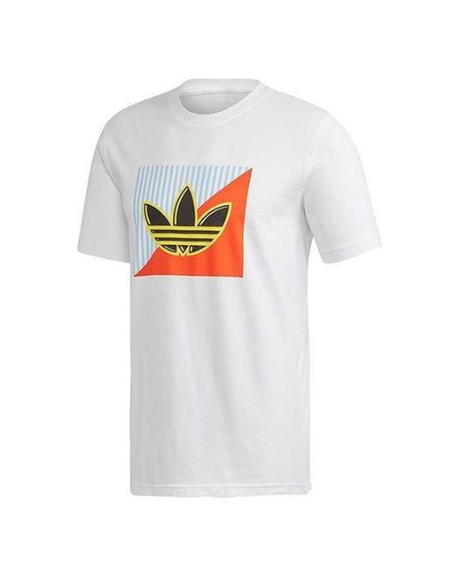 Adidas White Originals Logo Round Neck Training Breathable Short Sleeve for men