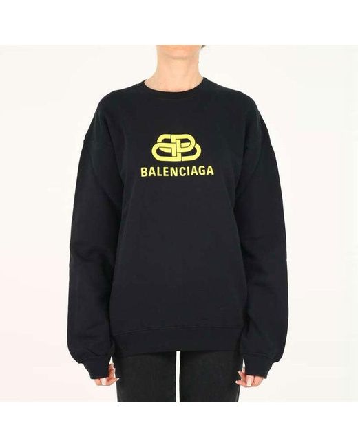 Balenciaga Blue (Wmns) Ss21 Logo Loose Swea Round-Neck Long Sleeve