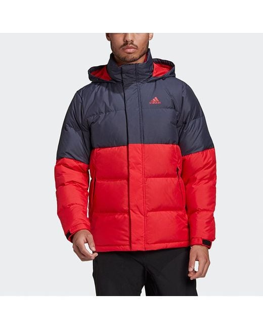 Adidas Red C/ Outdoor Colorblock Sports Hooded Down Jacket for men