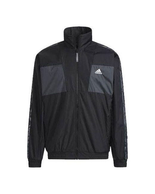 Adidas Black Limited Reversible Fleece Lined Colorblock Stand Collar Logo Jacket for men
