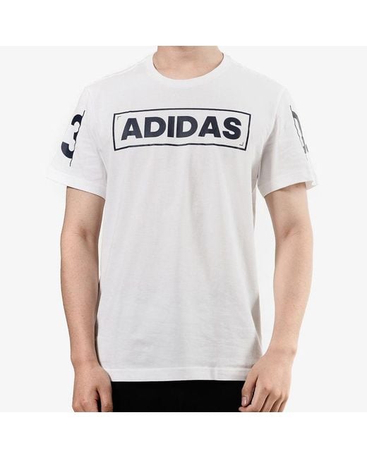 Adidas White Adi 360 Logo Printing Sports Round Neck Short Sleeve for men