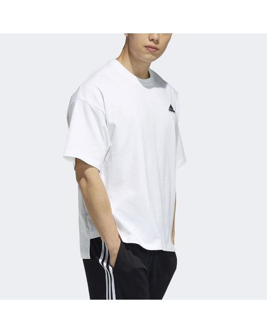 Adidas White Solid Color Round Neck Sports Short Sleeve for men