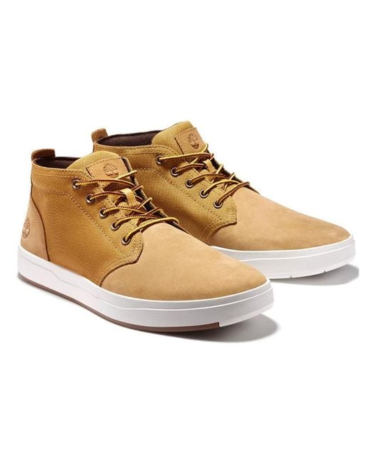 Timberland Brown Davis Square Chukka Leather And Fabric Boots 'Wheat' for men