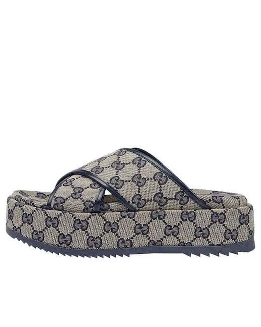 Gucci Gray (Wmns) Gg Platform Slide Sandal 'Gg Motif