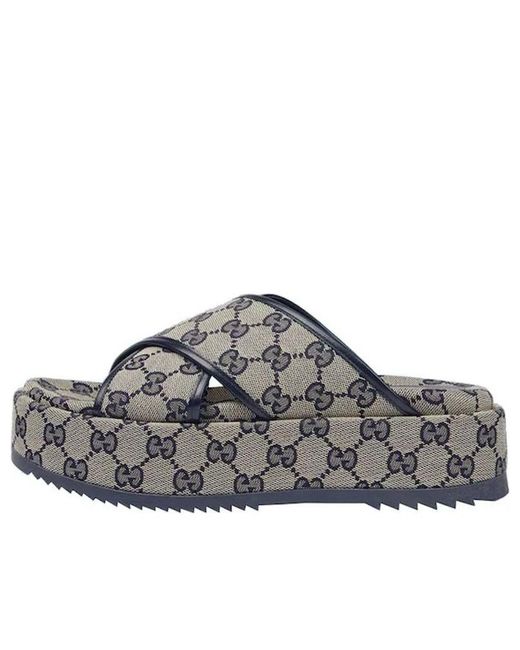 Gucci gg Platform Slide Sandal in Gray Lyst