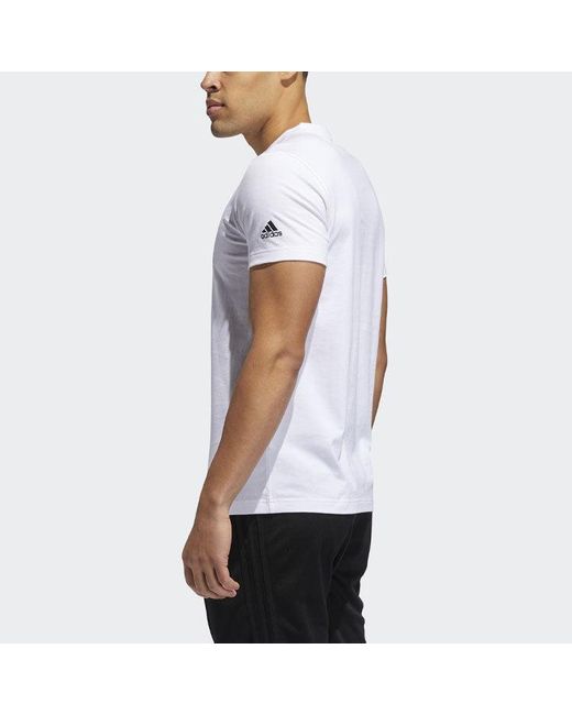 Adidas White M Gfx T Lng Logo Printing Sports Round Neck Short Sleeve for men