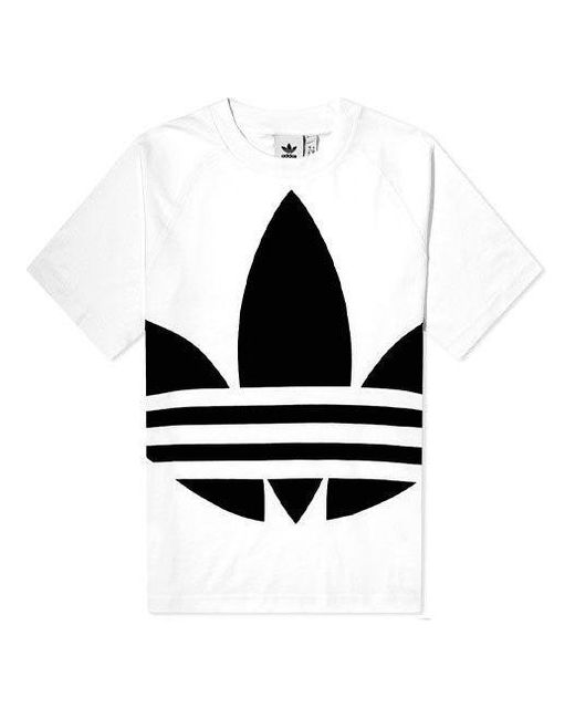 Adidas Black Originals Big Trefoil Boxy Tee Large Logo Printing Short Sleeve for men