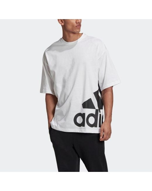 Adidas White M Mh Boxbos Tee Side Large Logo Short Sleeve for men