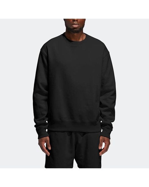Adidas Originals X Pharrell Williams Crossover Solid Color Round Neck Pullover Long Sleeves Black for men