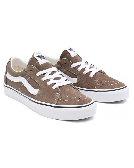 Vans Brown Sk8-Low Breathable Wear-Resistant Non-Slip Low Tops Casual Skateboarding Shoes for men