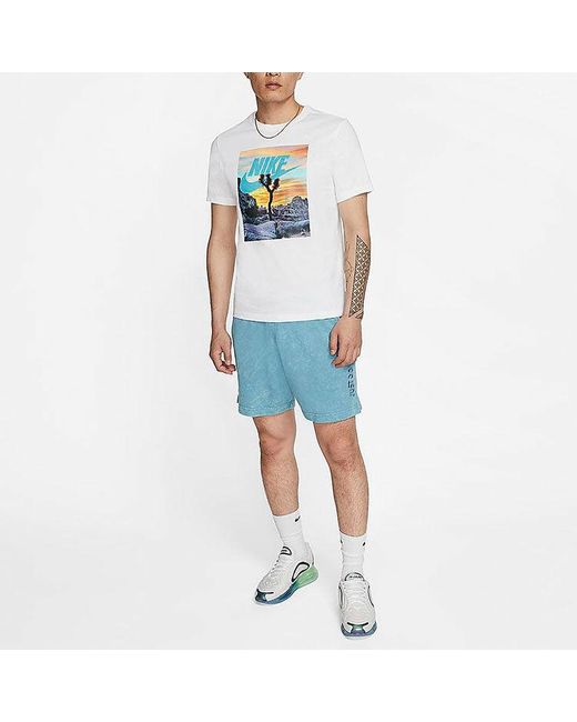 Nike White Sportswear Printing Pattern Round Neck Short Sleeve for men