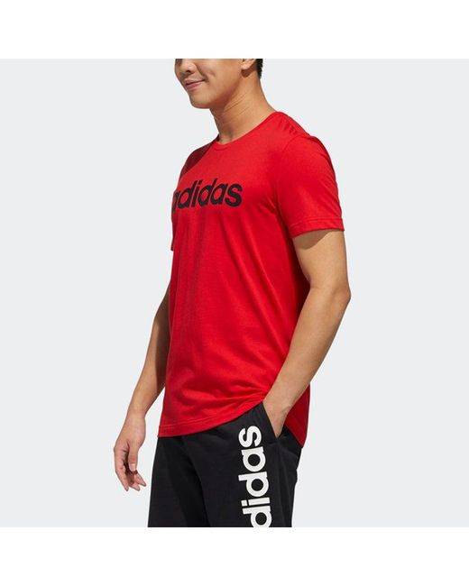 Adidas Red Neo M Esntl Lg T 1 Sports Printing Logo Round Neck Short Sleeve for men