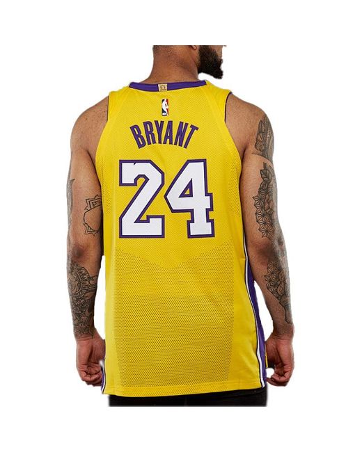 Nike Yellow Icon Edition Authentic Nba Jersey Sports Basketball Jersey/Vest Au Player Edition Lakers Kobe 24 for men