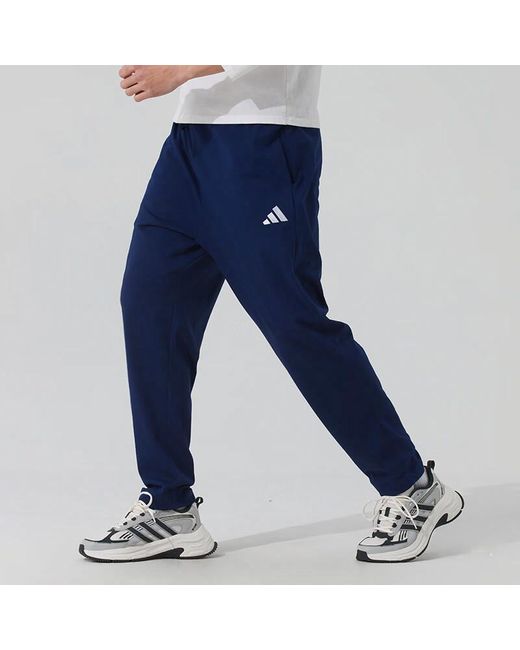 Adidas Blue Essentials Small Logo Single Jersey Pants for men