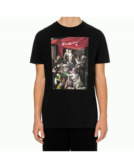 Off-White c/o Virgil Abloh Black Fw20 Caravag Painting Short Sleeve Slim for men
