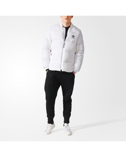 Adidas White Originals Baseball Collar Casual Sports Stay Warm Down Jacket for men