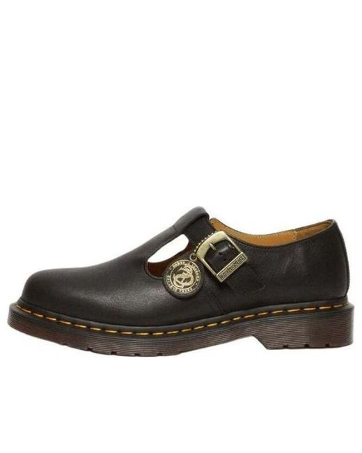 Dr. Martens Brown T-Bar Regency Leather Mary Jane Shoes for men