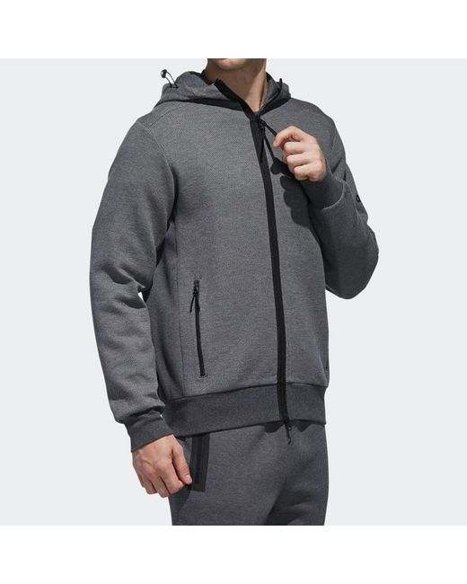 Adidas Gray Htt Double Knit Hooded Jacket for men