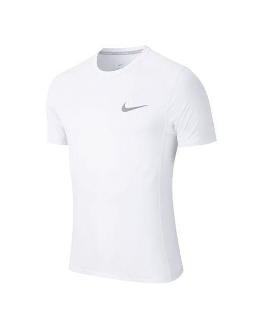 Nike White Miler Running Tops Quick Dry Short Sleeve for men