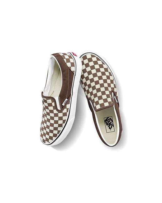 Vans Brown Classic Slip-On 'Checkerboard for men