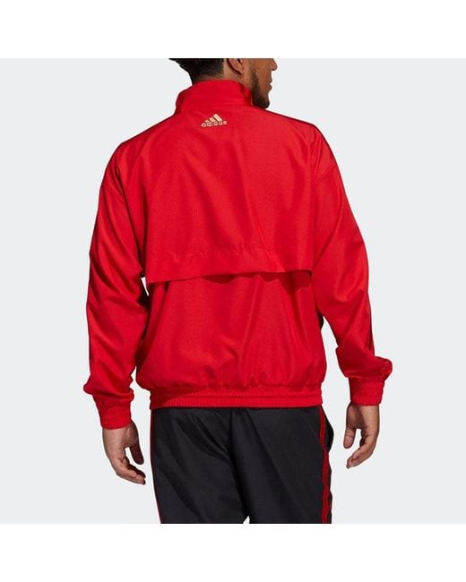 Adidas Red Cny Dm Po Basketball Casual Sports Half Zipper Jacket for men
