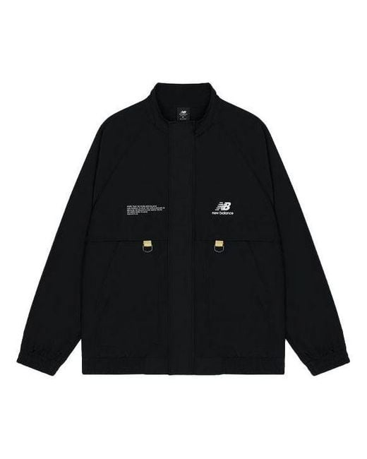 New Balance Black Alphabet Pattern Solid Color Jacket for men