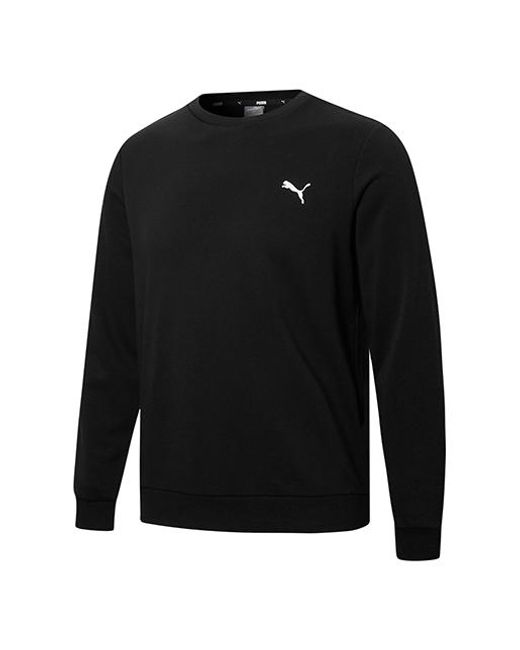 PUMA Black Ess Logo Printing Round Neck Sports Pullover for men