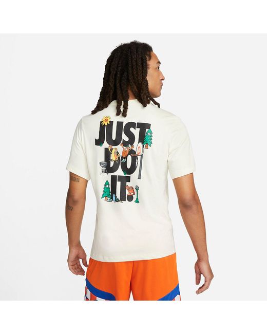 Nike White Dri-Fit Just Do It Graphic T-Shirt 'Coconut Milk' for men