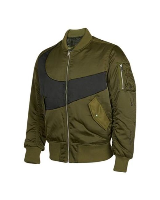 Nike Green Therma-Fit Synthetic Phil Reversible Bomber Jacket Asia Sizing 'Rough' for men