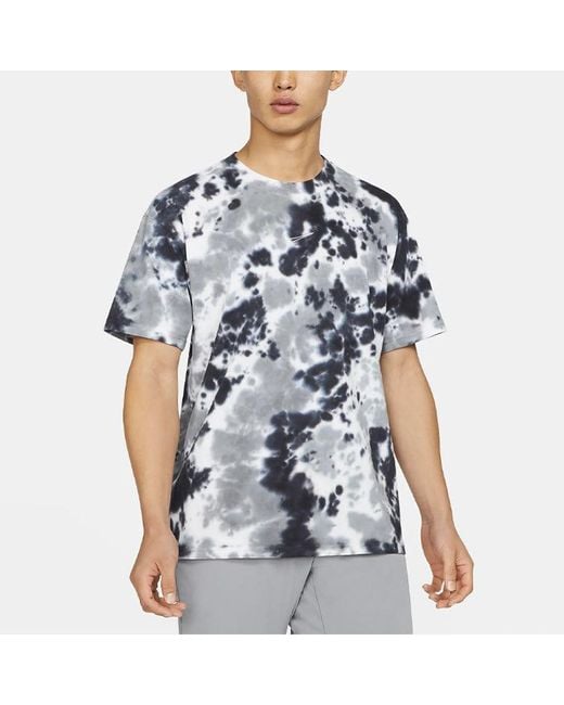 Nike Blue Sportswear Sports Loose Tie Dye Printing Round Neck Short Sleeve for men