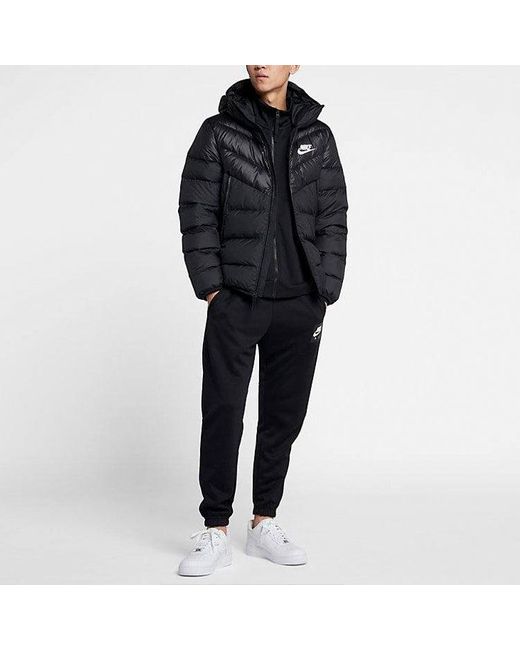 Nike Black Nsw Windrunner Down Fill Stay Warm Solid Color Hooded Down Jacket for men