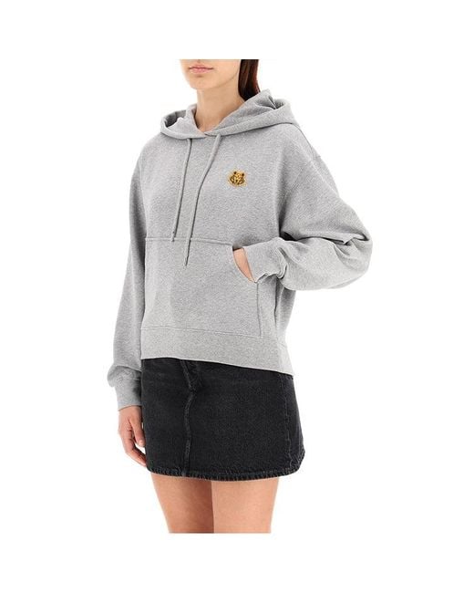 KENZO Gray (Wmns) Fw20 Small Tiger Head Loose Hooded Long Sleeves Hoodie Pearl