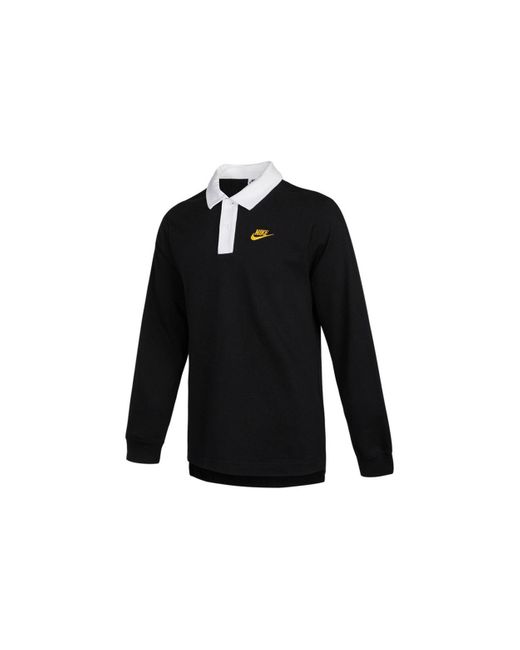 Nike Blue Sportswear Rugby Sports Printing Knit Long Sleeves Autumn Polo Shirt for men