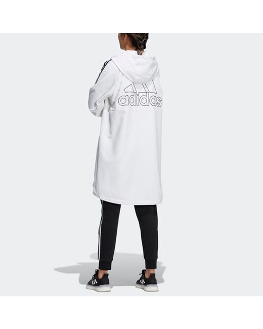 Adidas White (Wmns) Sports Training Casual Fleece Lined Hooded Jacket